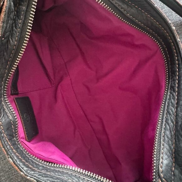 VTG Y2K Cole Haan Black Leather Shoulder Bag With Silver Hardware - Picture 8 of 10